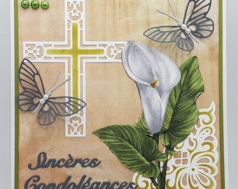 Handmade condolence card, sympathy card, sincere condolence card, handmade mourning card, mourning card, mourning announcement.
