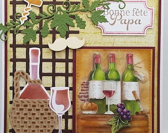 Carte pour la fête des pères fait main, carte fête des pères 3D, carte fête des pères personnalisable, carte fête des pères, fête des pères.