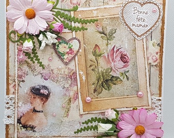 Tarjeta vintage del Día de la Madre, tarjeta del Día de la Madre, idea de regalo para el Día de la Madre, tarjeta vintage del Día de la Madre.