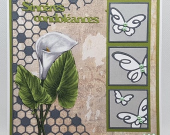Condolence card, sincere condolence card, mourning card, mourning announcement, handmade condolence card, sadness mourning card.