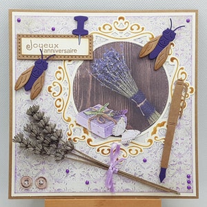 Lavender birthday card, cicada birthday card, scented birthday card, women's birthday card, Provence birthday card.
