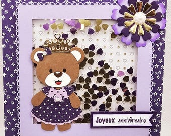 Carte anniversaire petite fille à secouer, carte anniversaire à secouer, carte anniversaire petite fille, carte anniversaire enfant.