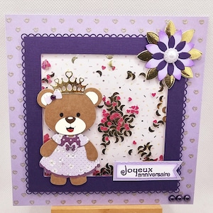 Carte anniversaire princesse fait main, carte anniversaire princesse, carte anniversaire petite fille, carte anniversaire fille fait main.