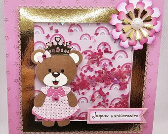 Carte anniversaire petite fille à personnaliser, carte anniversaire petite fille fait main, carte anniversaire petite fille, carte fille.