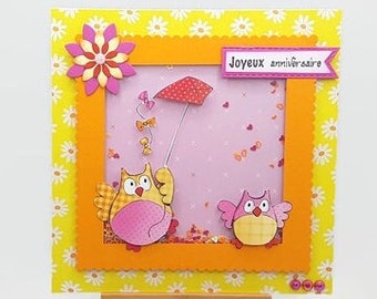 3 year old girl birthday card, little girl birthday card, 4 year old girl birthday card, handmade birthday card, daughter card.
