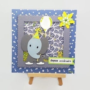 Tarjeta de cumpleaños de niño hecha a mano, tarjeta de cumpleaños de niño de 2 años, tarjeta de cumpleaños de niño de 3 años, tarjeta de cumpleaños de elefante.