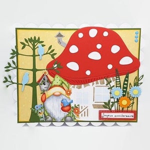 Gnome birthday card, gnome card, handmade child birthday card, girl birthday card, teenage birthday card.