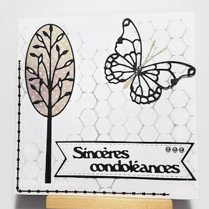 Carte condoléances fait main, carte sincères condoléances, carte de condoléances, carte remerciements condoléances, carte décès fait main.