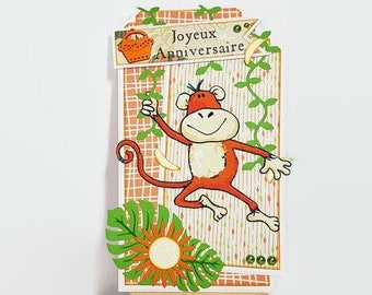 Carte D Anniversaire De Singe Etsy