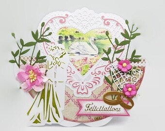 Wedding congratulations card, handmade wedding card, wedding congratulations card, wedding card, unique wedding card.
