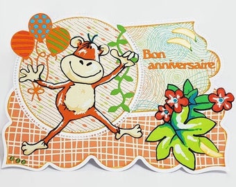 Carte D Anniversaire De Singe Etsy