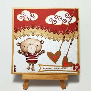 Boy birthday card with bear, birthday card for boy, birthday card with bear, child birthday card.