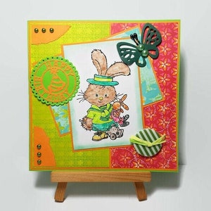 Little boy birthday card, boy birthday card with rabbit, rabbit birthday card, birthday card for boy.