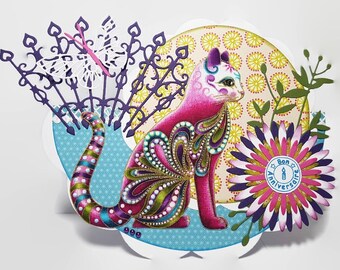 Carte Chat Etsy