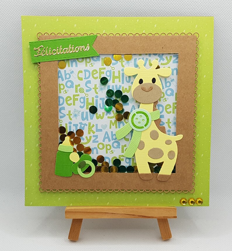 Shake baby boy card, shaker boy card, congratulations baby boy card, congratulations baby boy card, baby card image 1