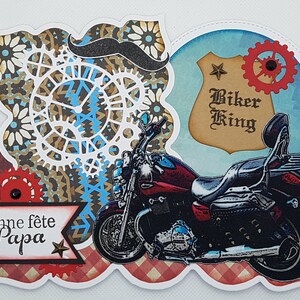 Carte fête des pères thème biker, carte bonne fête papa, cadeau fête des pères, carte fête des pères moto, carte fête des pères fait main.