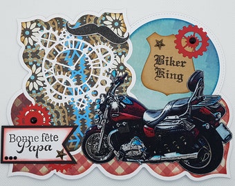 Biker-themed Father's Day card, Happy Dad's Day card, Father's Day gift, motorcycle Father's Day card, handmade Father's Day card.