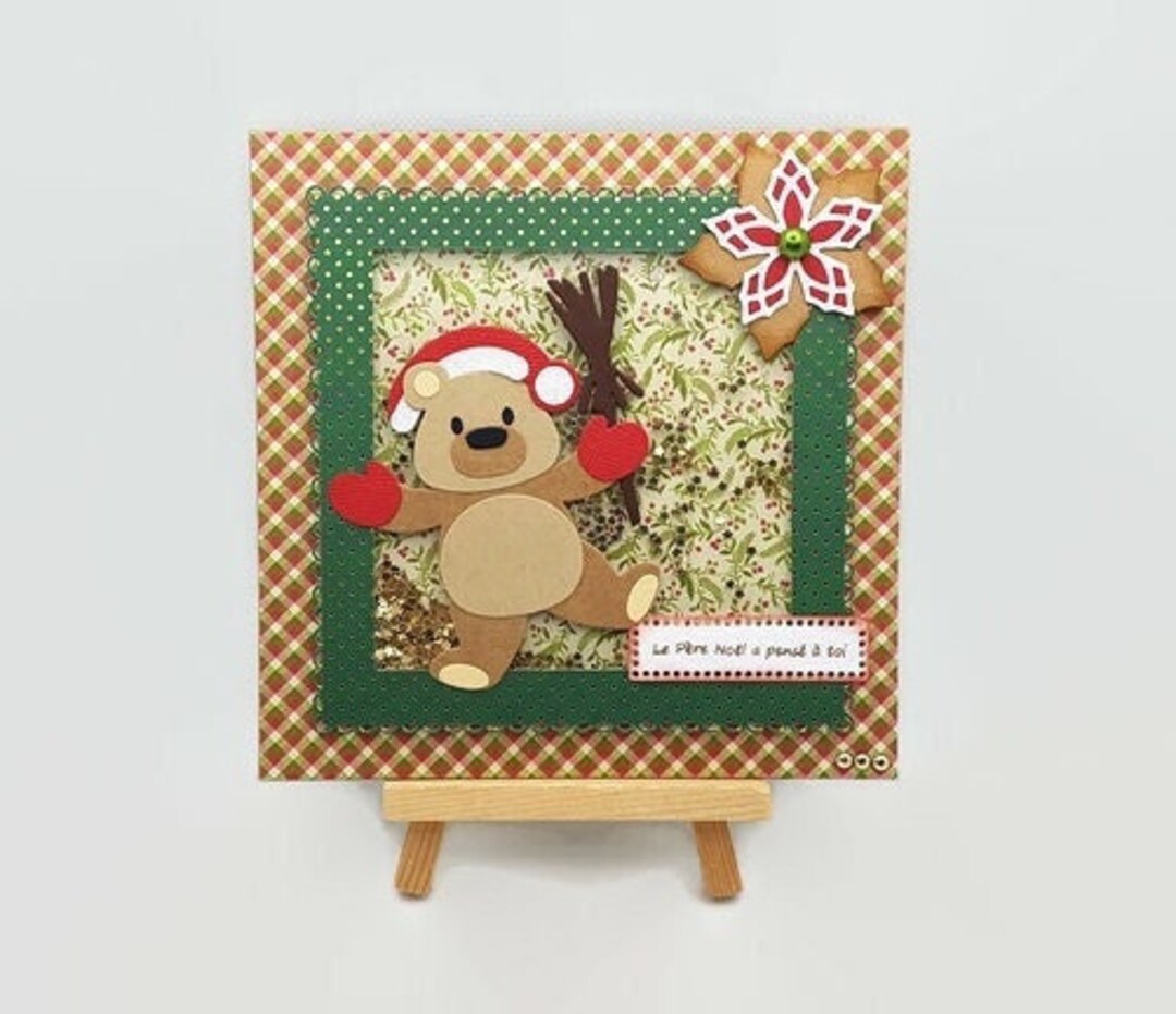 Teddy Bear Christmas Card Handmade Christmas Card Boy Etsy
