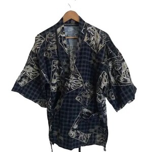Seltener Vintage Kimono Drache im japanischen Samurai Indigo Patchwork-Stil