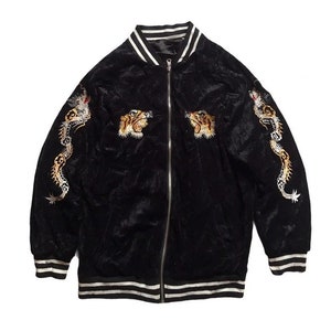 Vintage Sukajan dragon tiger Souvenir reversible jacket