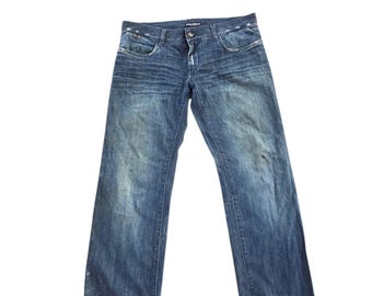 Vintage Dolce Gabbana Style Denim Jeans Big Rhinestone Logo Y2K