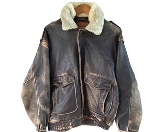 ZELDZAME vintage Avirex-stijl van basic Wear Usn leren jas wereldoorlog