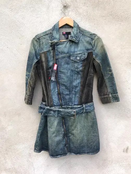 RARE Vintage Diesel Women Dress Denim LGB If Six Was Nine