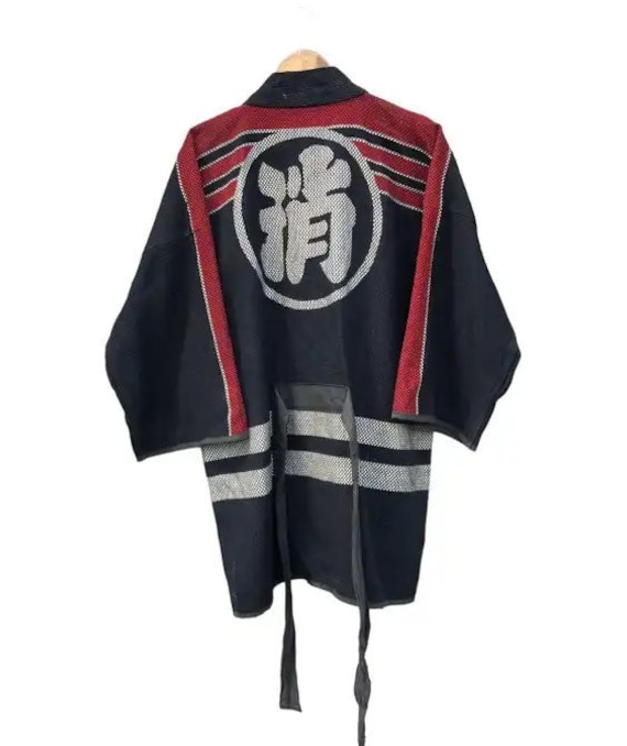 VERY RARE 70s Kimono Fireman Sashiko Boro Jacket Japanese 