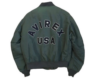 Vintage Avirex 90s Embroidered Spell Out Big Logo Zipper Ups Hoodie Jacket Vintage Avirex Big Logo Zipper Ups Jacket Brown Colour Size L