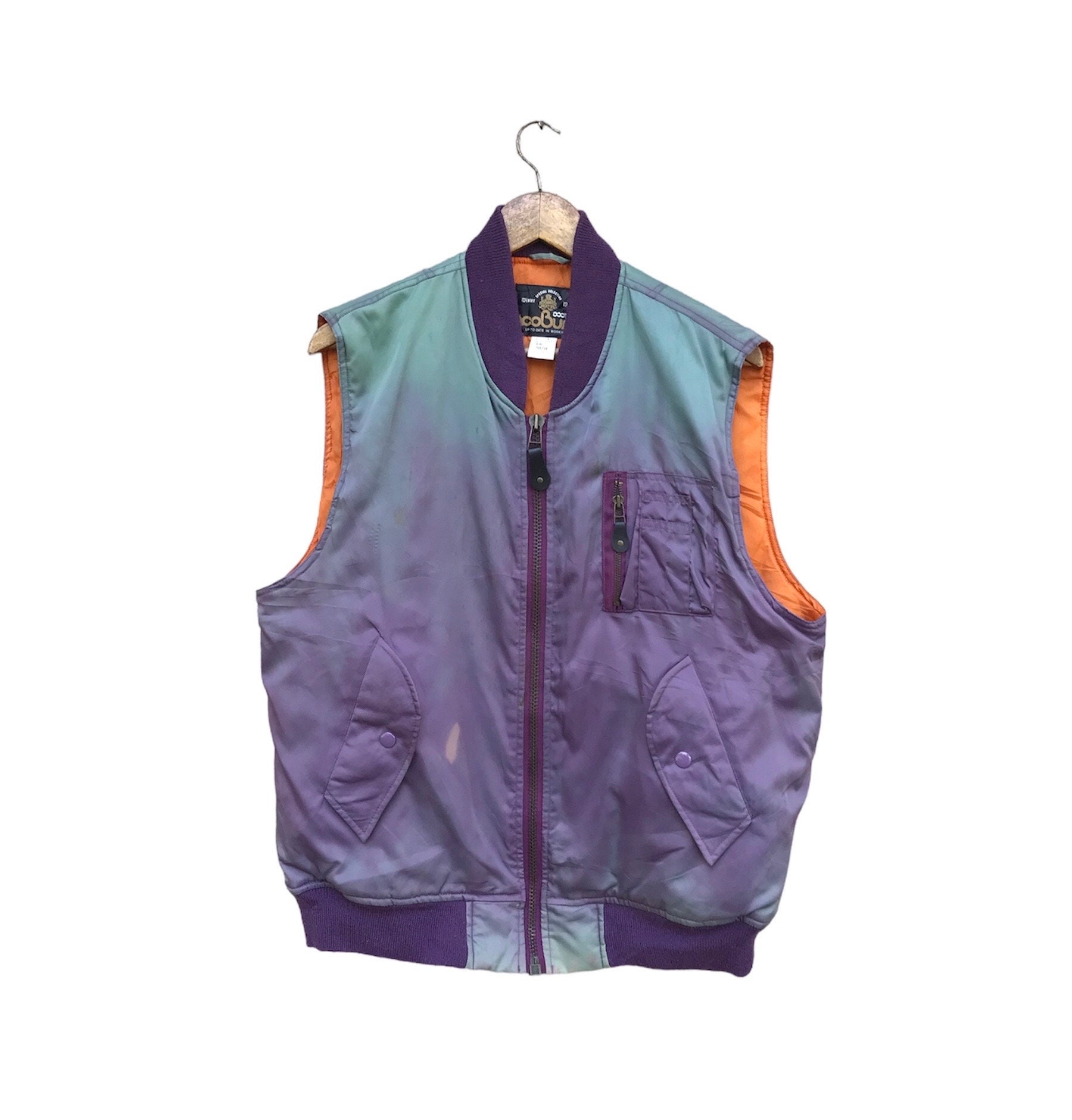 Vintage Ico Bun Sleeveless Bomber Faded Jacket Winter Wear Like