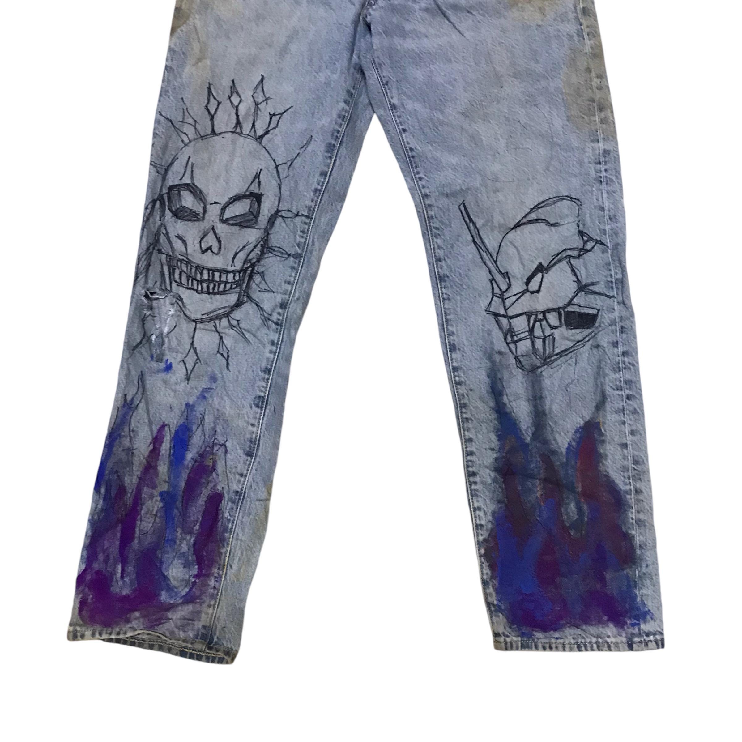 Vintage GU Distressed Denim Pants Art Seditionaries LGB If Six Was