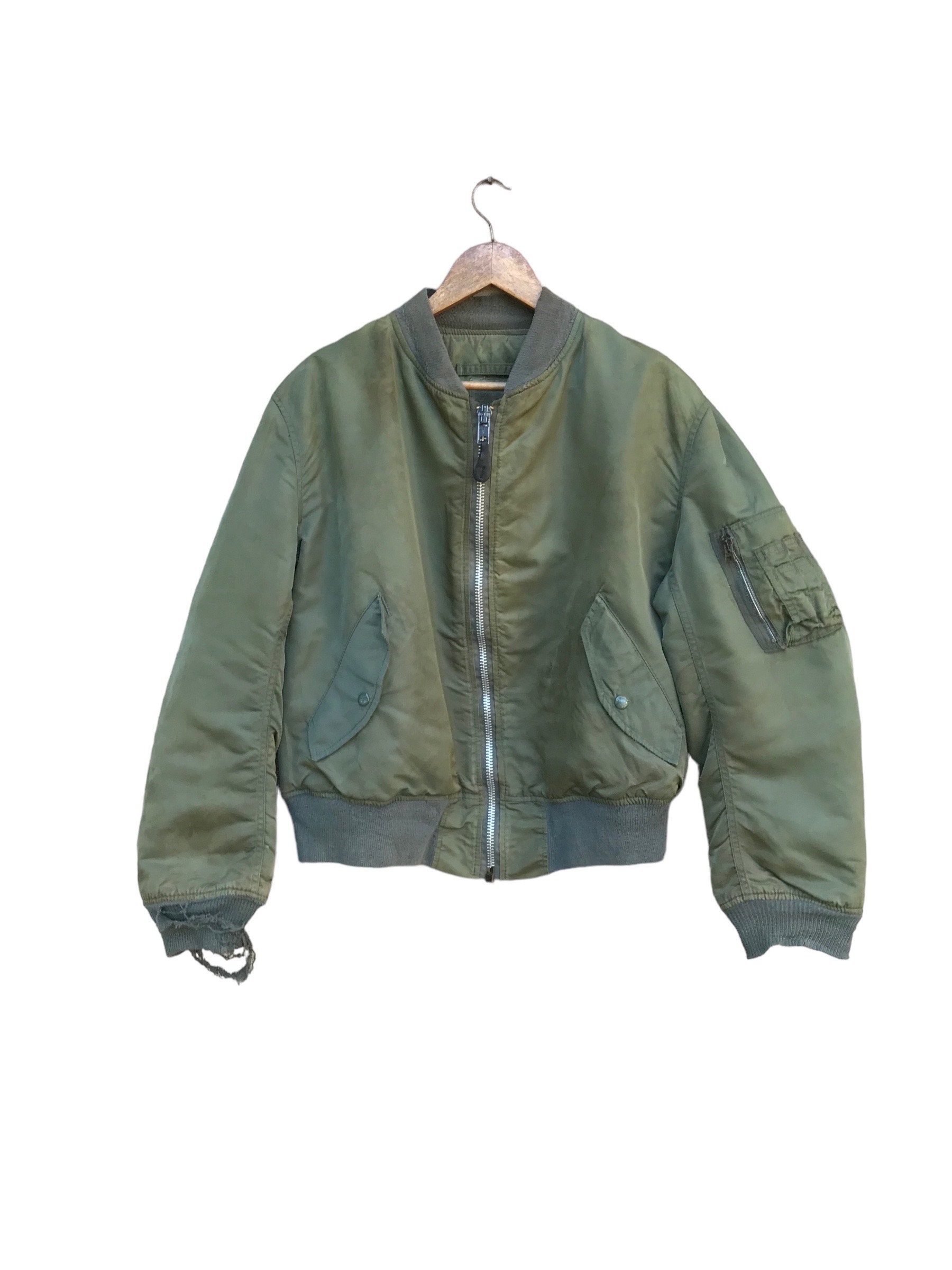 ジャケット・アウター Vintage Alpha Industries MA-1 IDEAL ZIP RARE Vintage 70s Alpha Industries MA1 Bomber Jacket Ideal