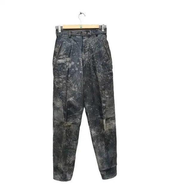 RARE Vintage Yohji Yamamoto Signature Leather Pants Acid Wash