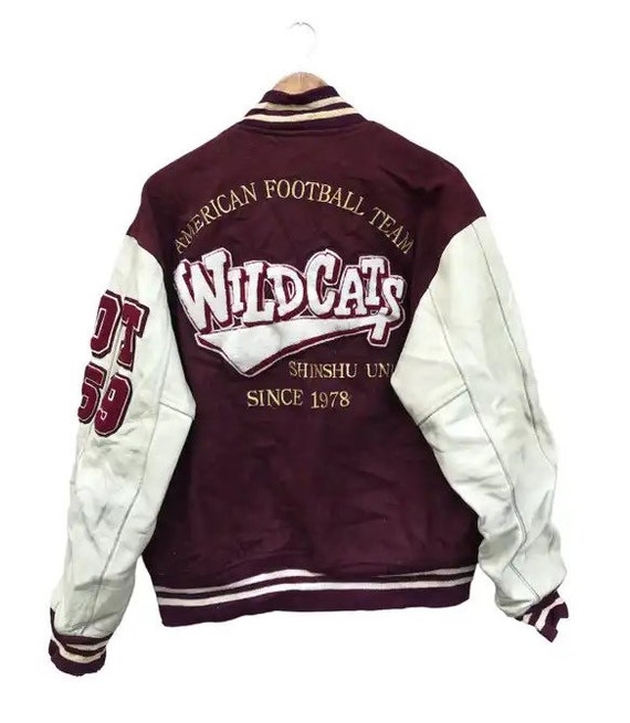 VINTAGE 70s 80s Football Varsity Jacket Size XL Dakota Illinois USA Satin  Maroon