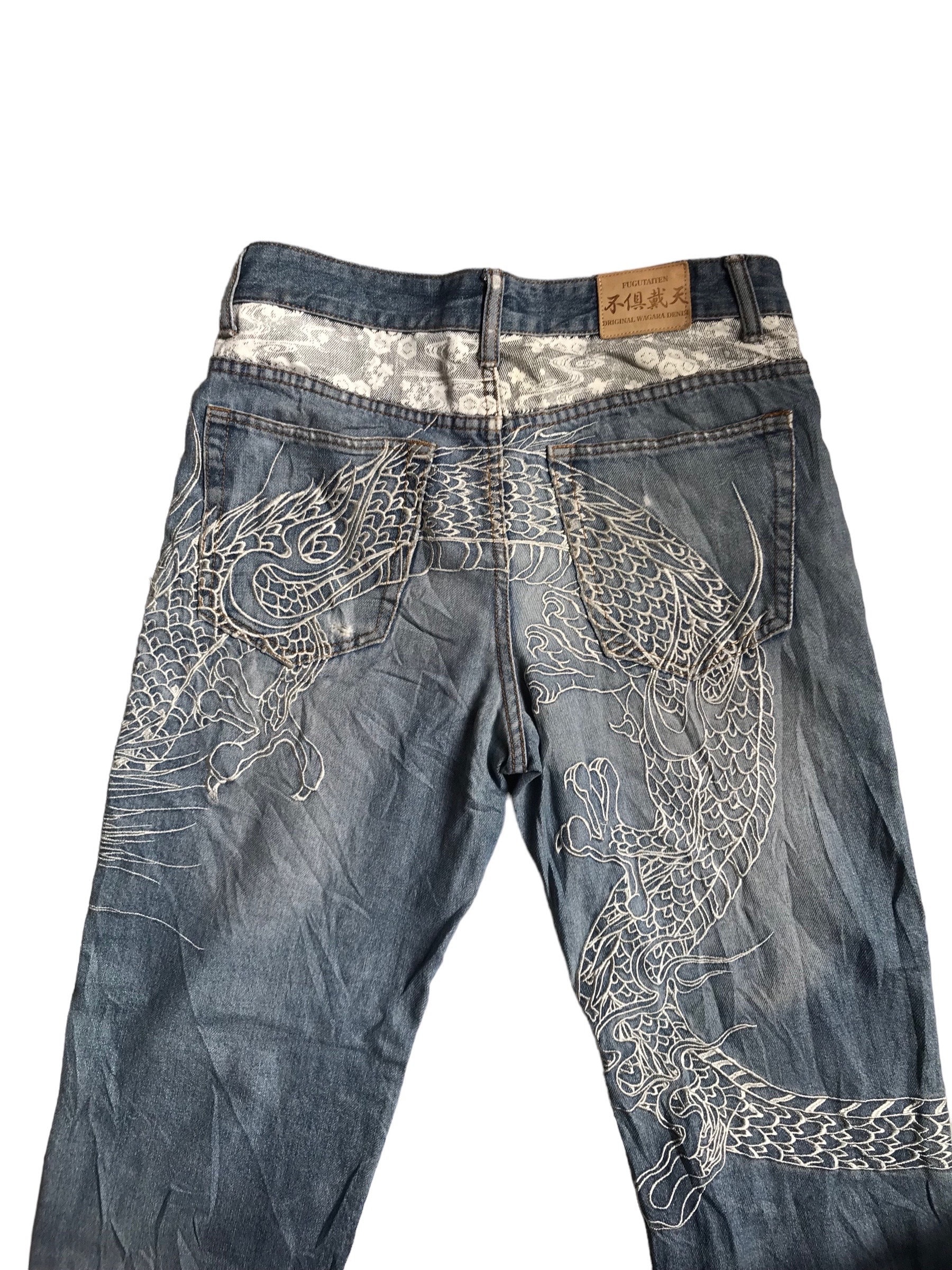 RARE FUGUTAITEN Distressed Denim Embroidered Denim Pants - Etsy