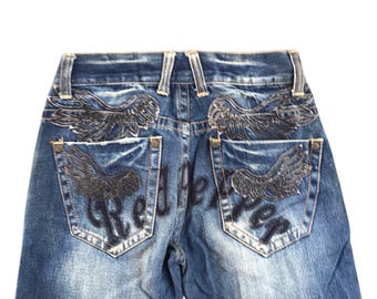 Heat Red Pepper Disressed Denim-size 32-if Six Was Nine - Etsy