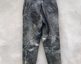 RARE Vintage Yohji Yamamoto Signature Leather Pants Acid Wash