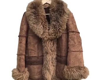 Fur coat Winter Coat RARE Vintage Sheepskin Leather Fur Mink Coat Saga Fox Style