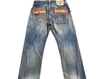 Vtg 90s Edwin Japan Distressed Denim-Size 35-14th addiction