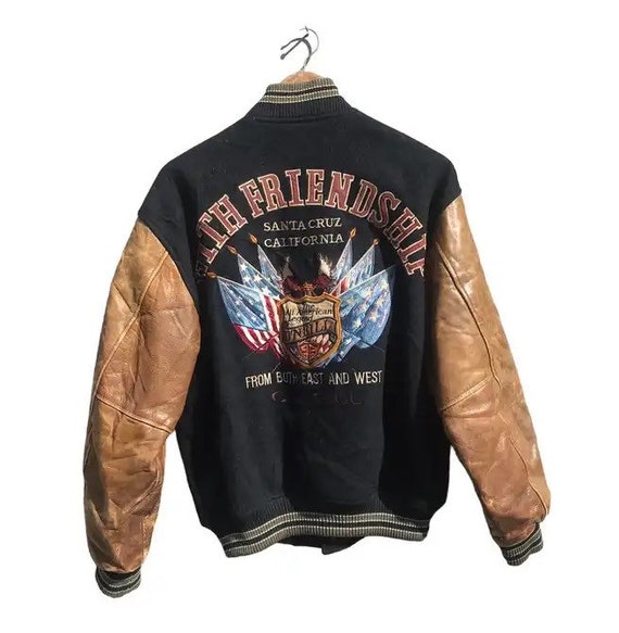 RARE Vintage Santa Cruz Old Varsity Leather Sleeve Jacket
