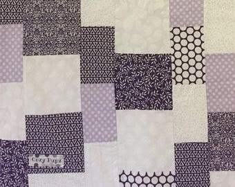 Violet + White handmade quilted dog blanket; for every one purchased, one will be donated to a rescue dog!