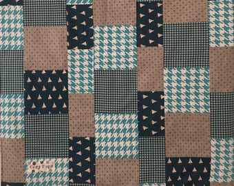 Teal + Gray handmade quilted dog blanket; for every one purchased, one will be donated to a rescue dog!