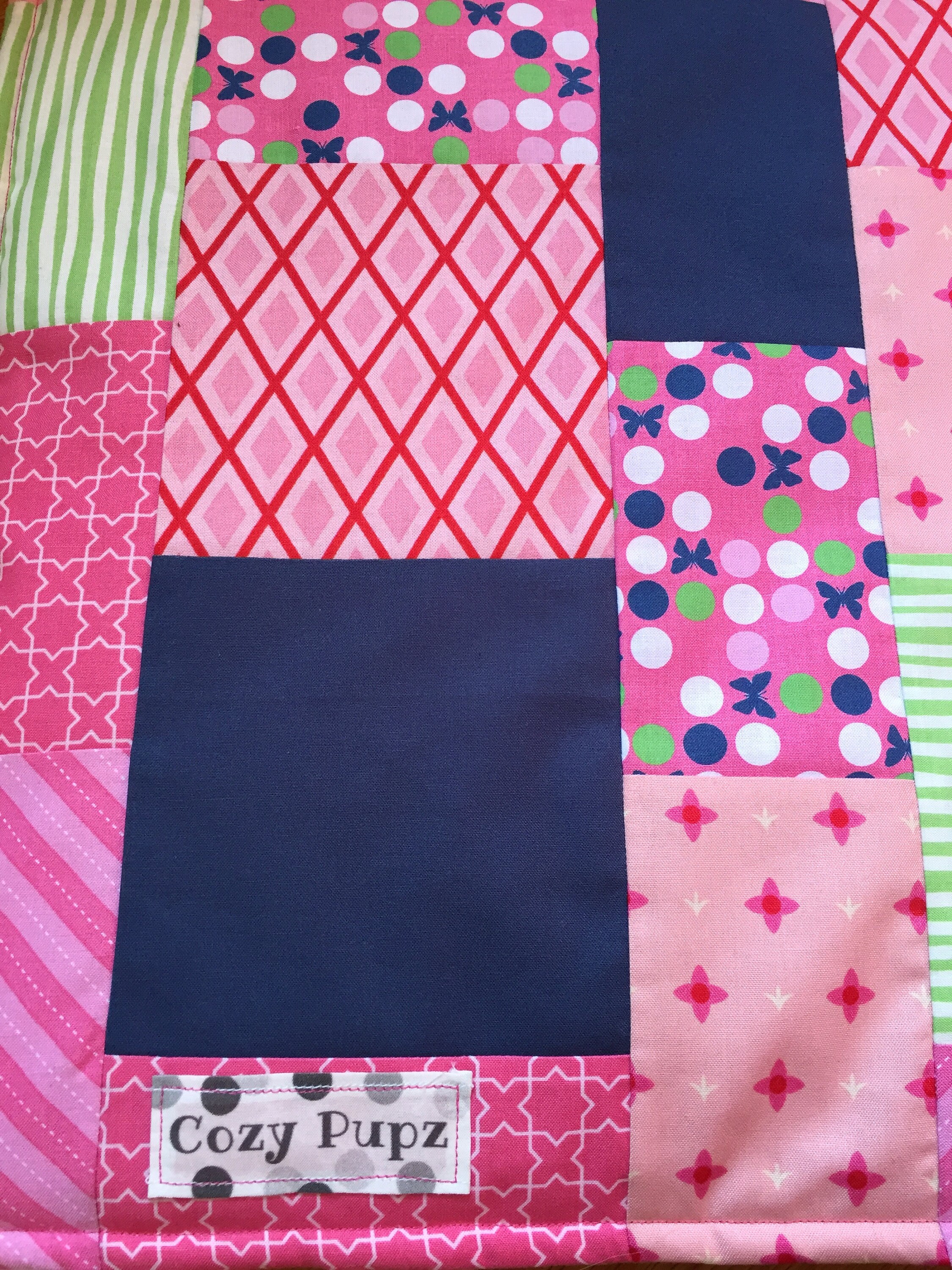Pink Navy Handmade Quilted Dog Blanket for Every One Purchased, One