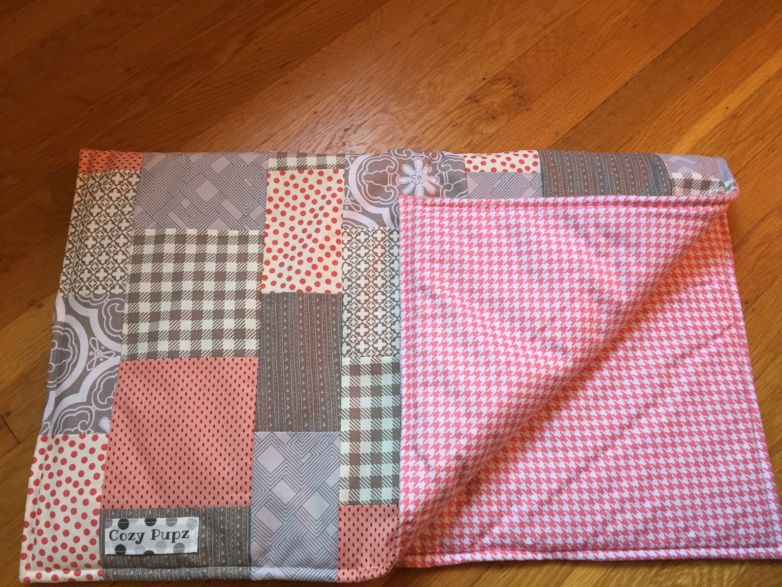 Pink Taupe handmade quilted dog blanket for every one Etsy