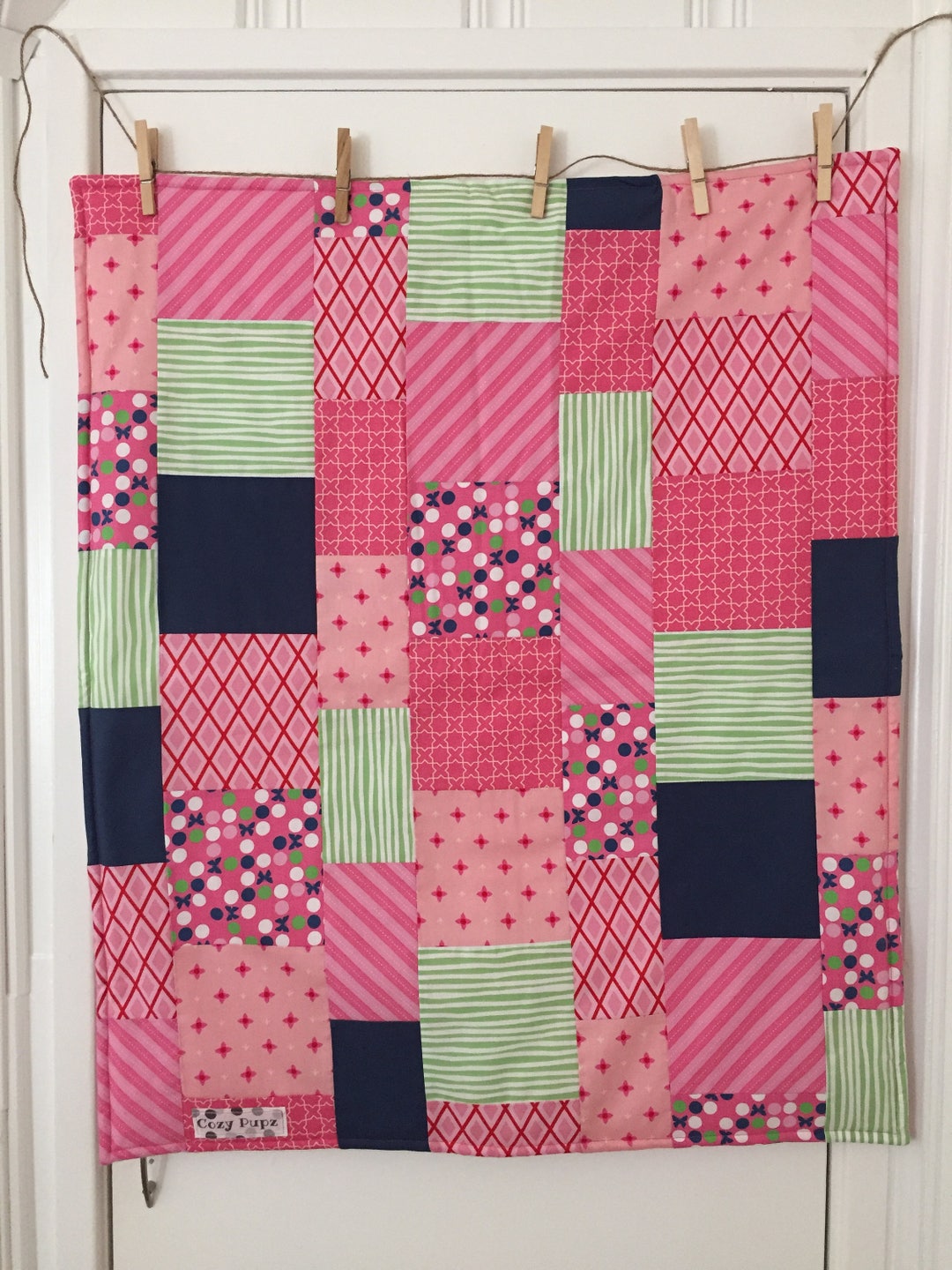 Pink Navy Handmade Quilted Dog Blanket for Every One Purchased, One