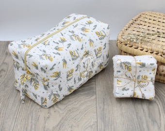 Trousse de toilette matelassée personnalisable - Collection Mimosa