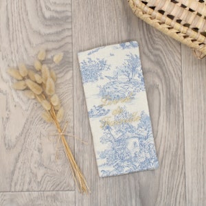 Customizable family record book cover - Sky blue Toile de Jouy collection
