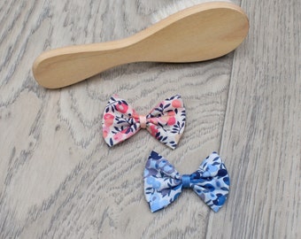 Lot de deux barrettes à cheveux Noeud - Liberty Wiltshire pêche et bleu