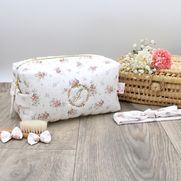 Trousse de toilette matelassée personnalisable - Collection Romantique