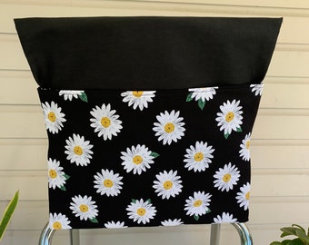Set of 20 Black and White Daisy Flower Chair Pockets! Fits 12” and Smaller Chair Back Widths! Daisy Seat Sacks!